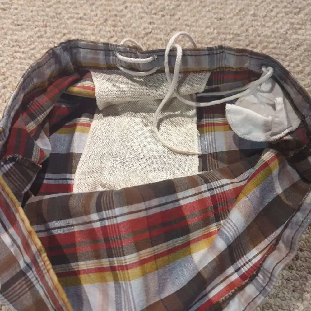 Vintage Surf Wear by Pendleton Mens 36 Plaid Brown Retro Beach Swim Drawstring